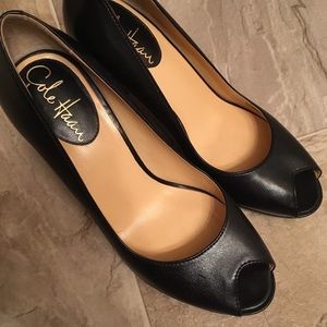 Cole Haan Nike Air Open Toe Black Heels size 5.5